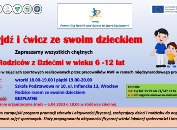 UWAGA! Ruszamy z projektem  PHASE Promoting Health and Access to Sport Equipment